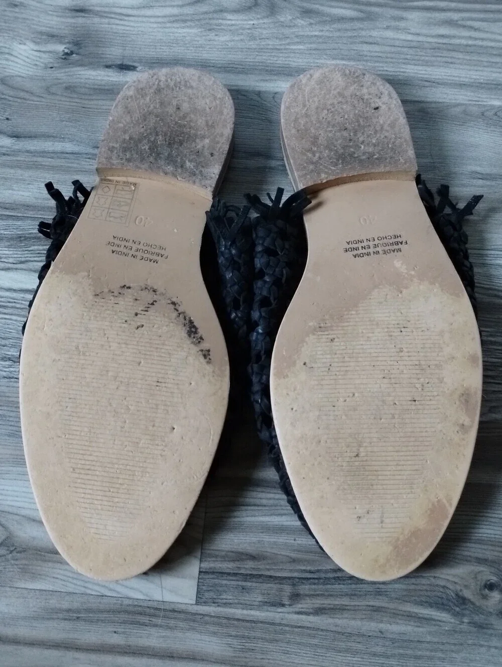 Free People Women's Mirage Woven Flat Black Mule Size 40 US 9 - 9.5